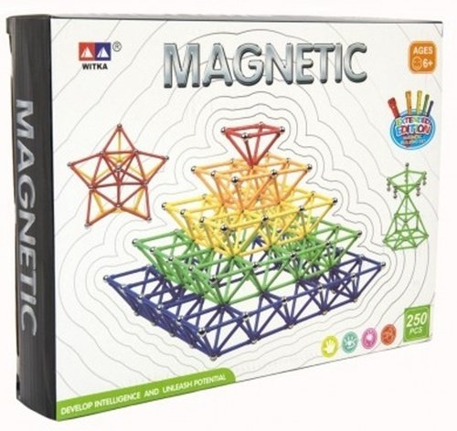 Levně Magnetická stavebnice 250 ks plast/kov v krabici 31x23x5cm