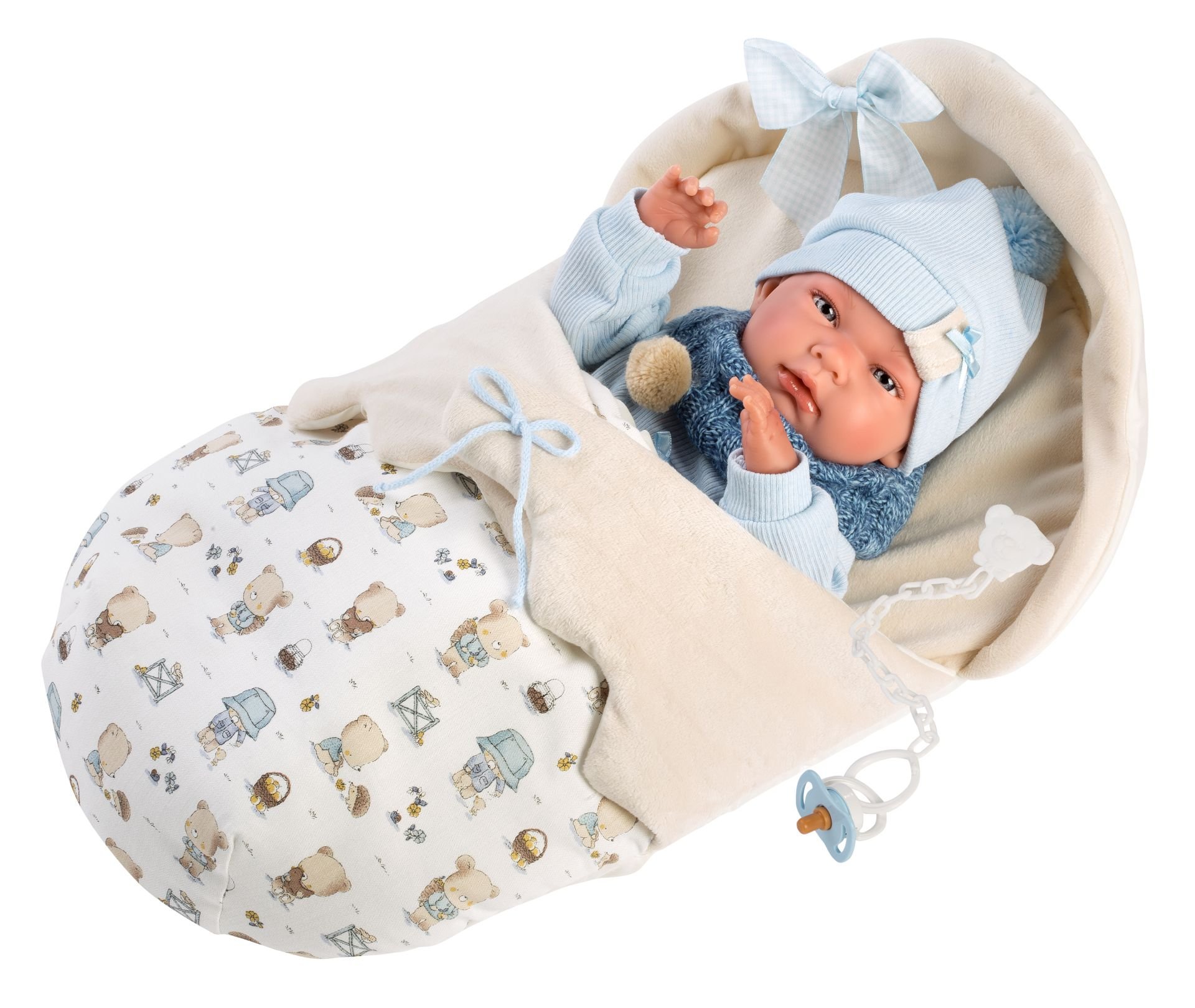 Levně Llorens 73885 NEW BORN CHLAPEČEK - realistická panenka miminko s celovinylovým tělem - 40 cm