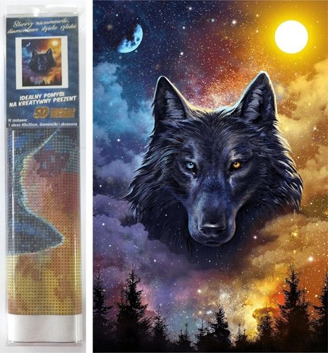 Levně Diamantové malování Temný vlk