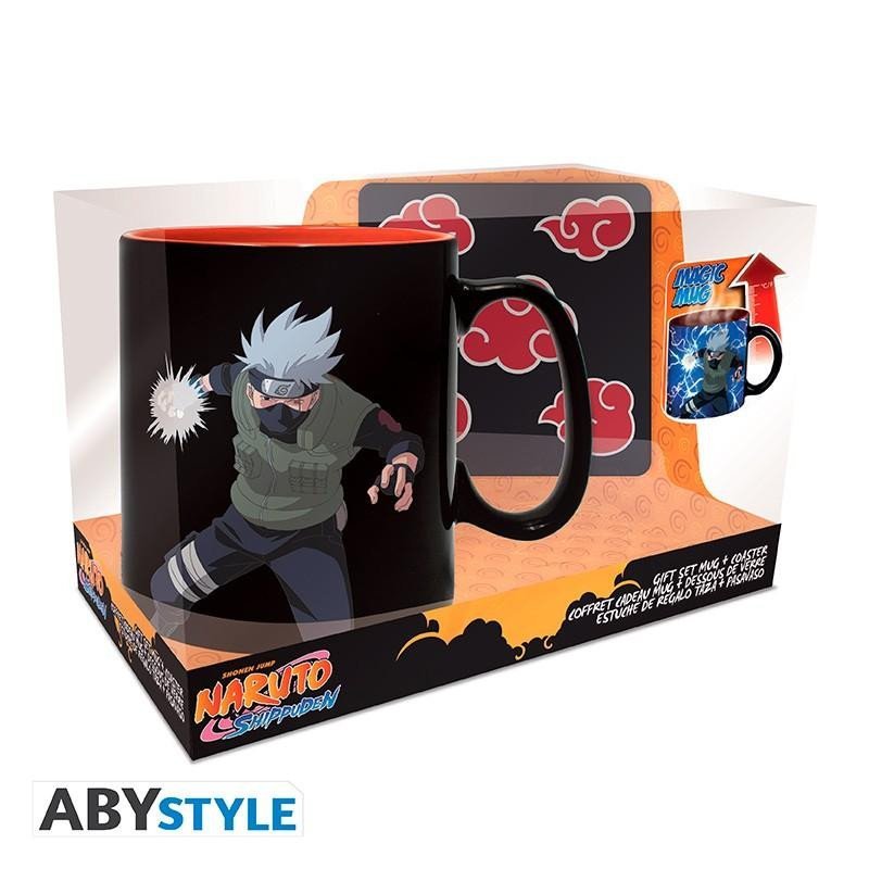 Levně Naruto set 3D Hrnek měnící 460 ml + podtácek - Akatsuki