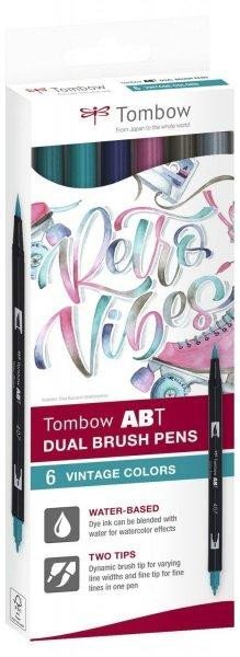 Levně Tombow ABT Dual Pen Brush Sada oboustranných štětcových fixů - Vintage colours 6 ks