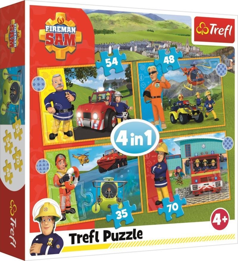 Levně Trefl Puzzle Statečný požárník Sam 4v1 (35 ,48, 54, 70 dílků)