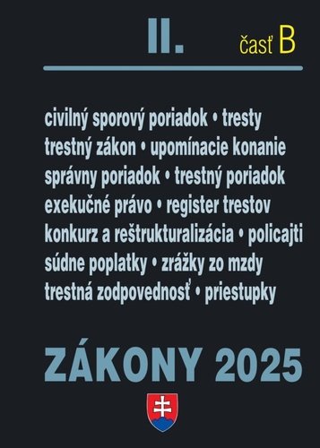 Levně Zákony II B/2025 - Trestné právo, súdne spory a exekúcie