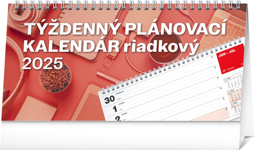 NOTIQUE Stolový kalendár Plánovací riadkový 2025, 25 x 12,5 cm