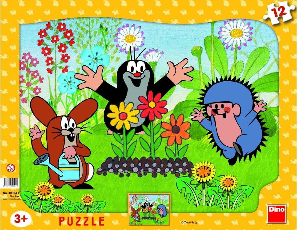 Krtek zahradník - Puzzle 12 tvary - Dino