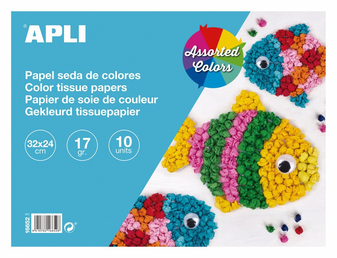Levně APLI papír hedvábný, 32 x 24 cm, blok 10 listů, mix barev