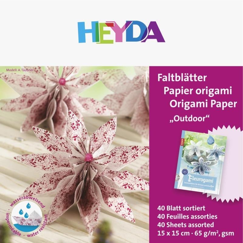Levně HEYDA Papíry na origami voděodolné 15 x 15 cm - červené