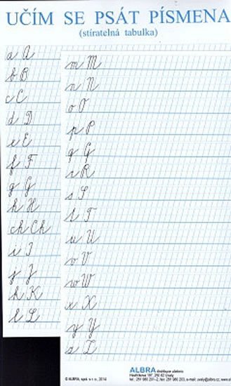 Levně Učím se psát písmena - Stíratelná tabulka (psací písmo, velké a malé abc, A4)