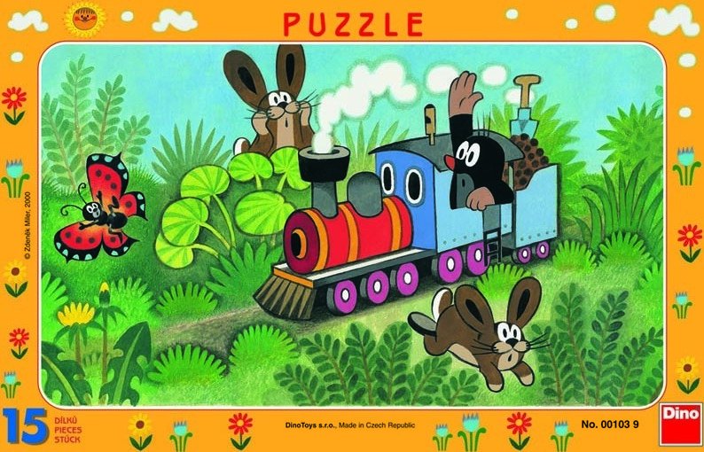 Levně Puzzle deskové Krtek a lokomotiva 15 dílků