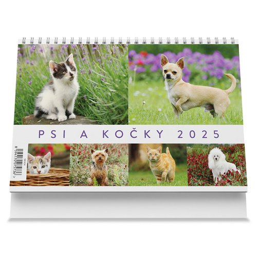 Levně Psi a kočky 2025 - stolní kalendář