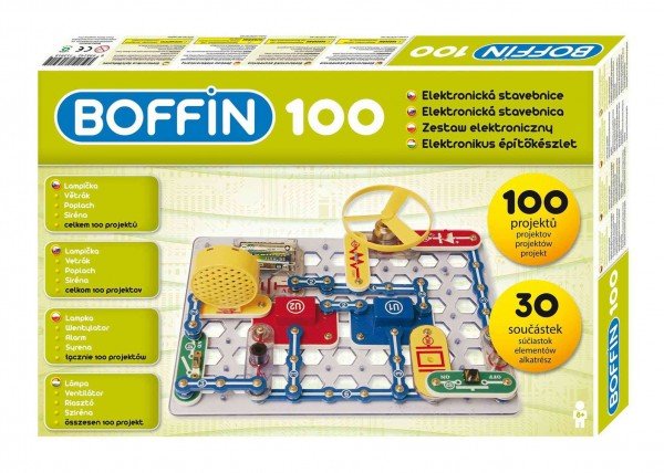 Levně Stavebnice Boffin 100 elektronická 100 projektů na baterie 30ks v krabici 38x25x5cm
