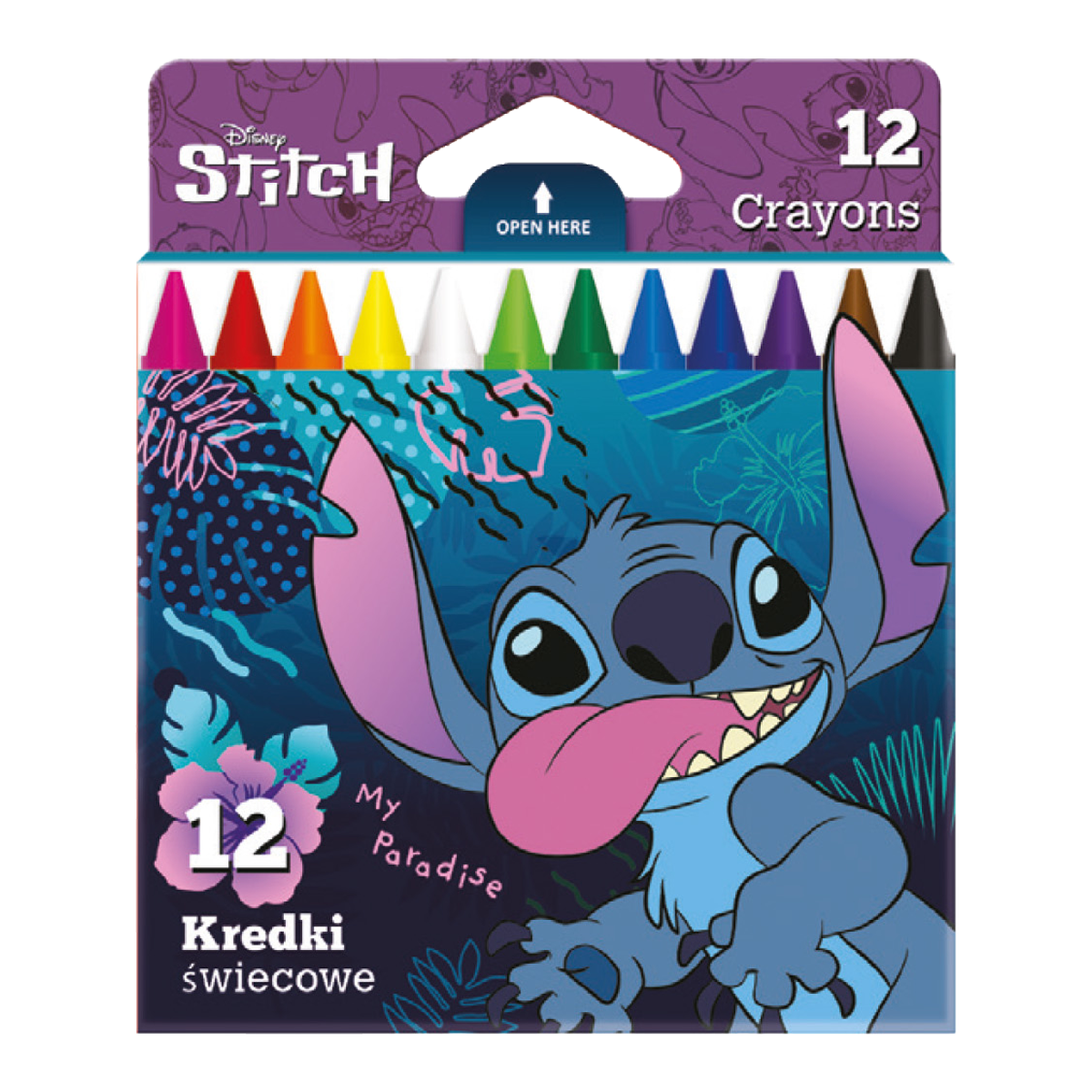 Levně Colorino voskovky Stitch, kulaté, 12 barev
