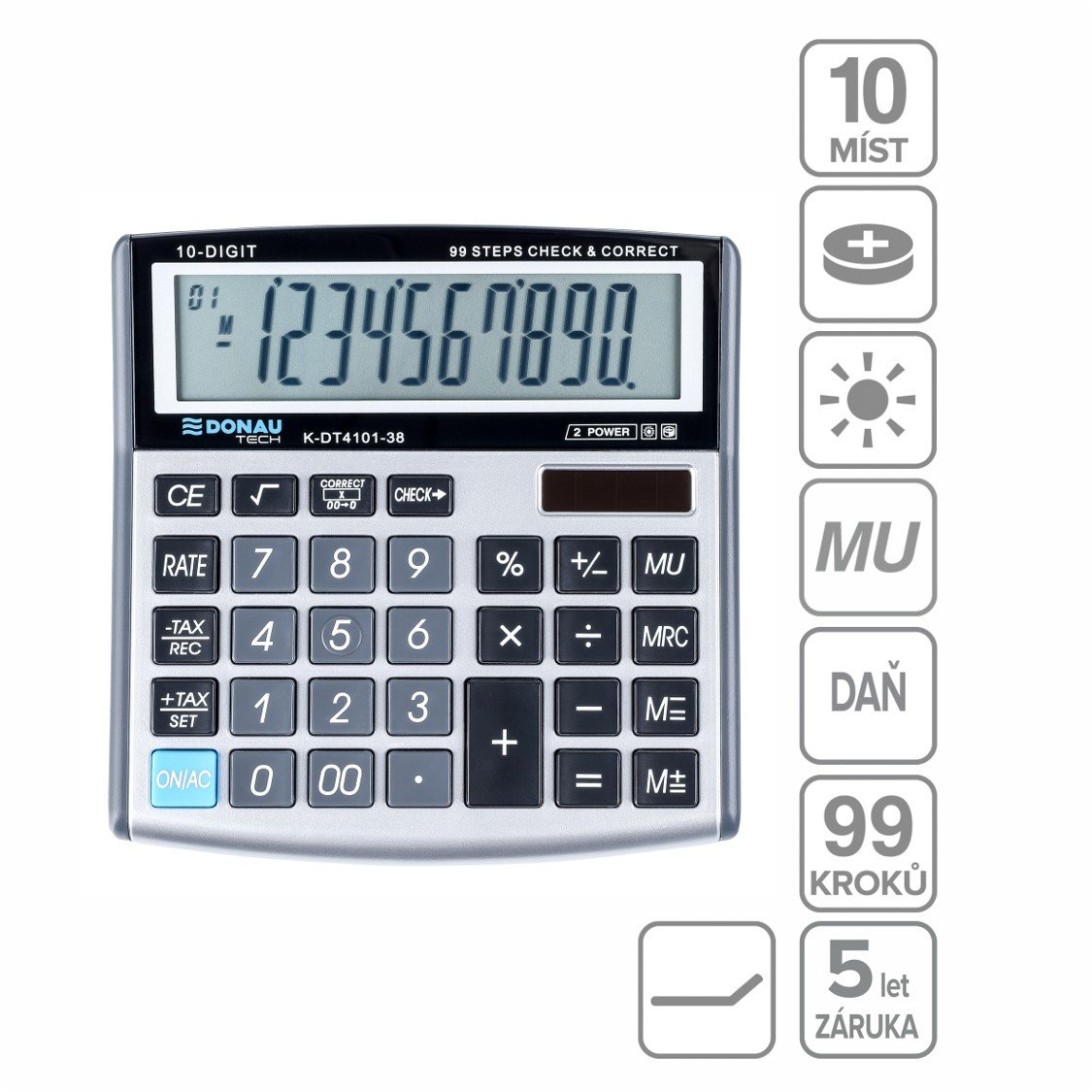 Levně DONAU kancelářská kalkulačka Donau Tech 4101, 10místná, stříbrná