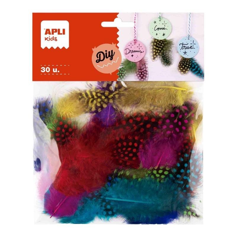 Levně Apli dekorační peříčka 30 ks - mix velikostí a barev