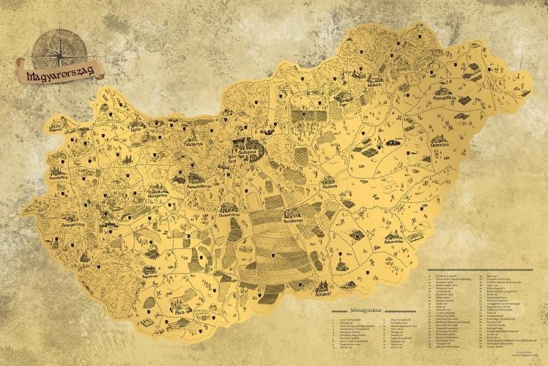 Levně Stírací mapa Maďarska Deluxe - zlatá