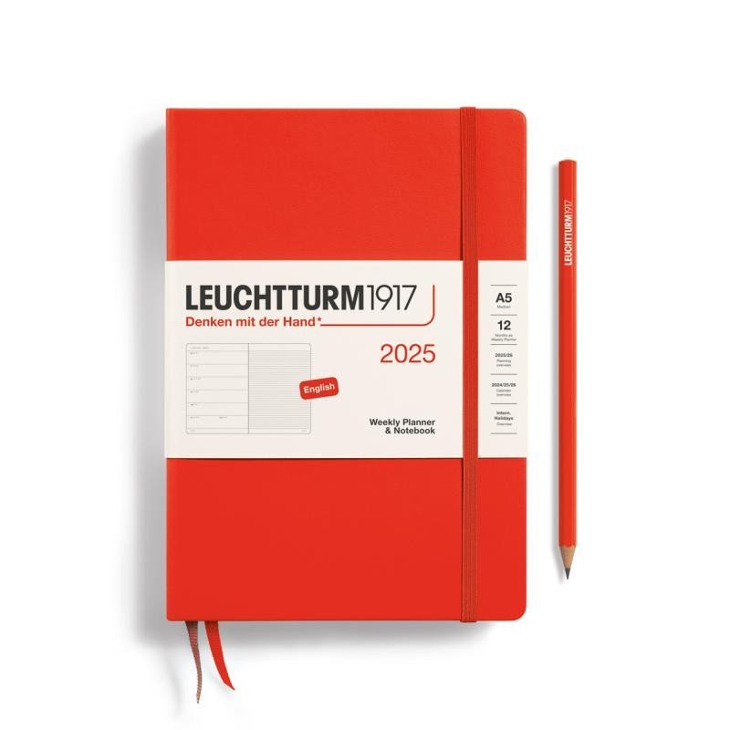 Levně Leuchtturm1917 Weekly Planner &amp; Notebook Medium (A5) 2025 Lobster