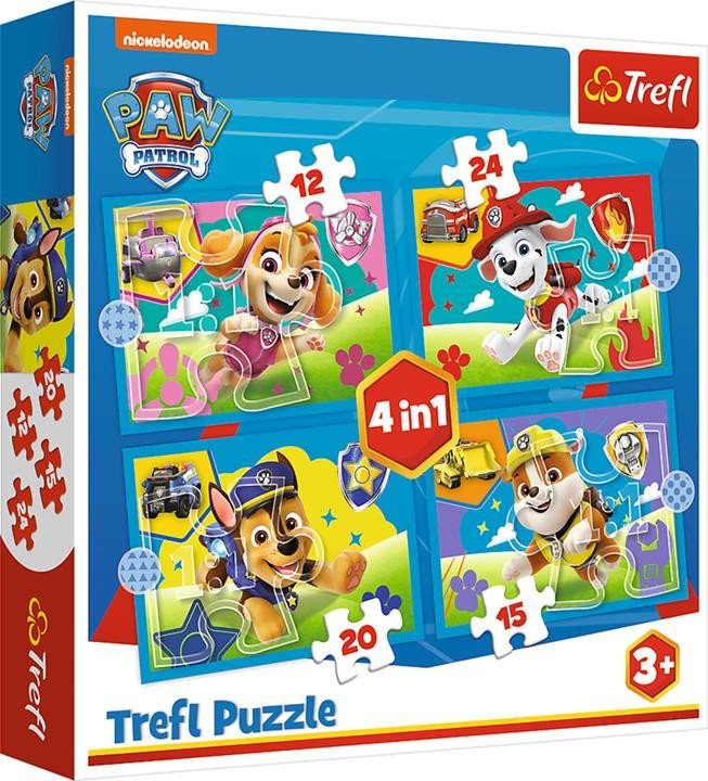 Levně Puzzle Tlapková patrola: Běžící štěňata 4v1 (12,15,20,24 dílků)