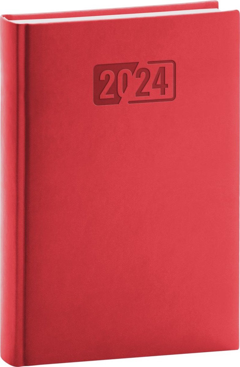 Levně Diář 2024: Aprint - červený, denní, 15 × 21 cm