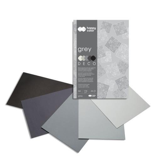 Levně Blok s barevnými papíry A4 Deco 170 g - šedé odstíny