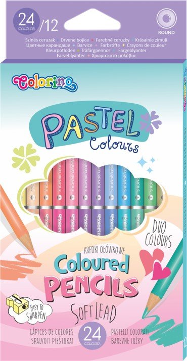Levně Colorino Pastel - kulaté oboustranné pastelky 12 ks / 24 barev