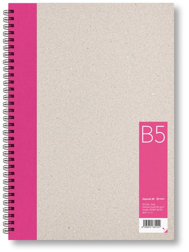 Levně Kroužkový zápisník B5, čistý, růžový, 50 listů