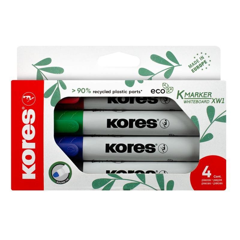 Levně Kores Popisovač Eco K-Marker - 4 barvy (černá, červená, modrá, zelená)