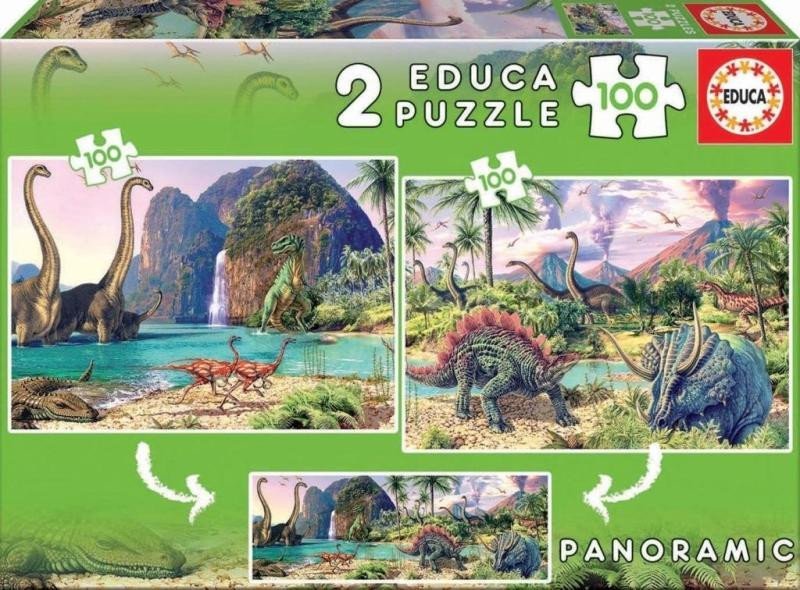 Levně Puzzle Panorama Dinosauří svět 2x100 dílků