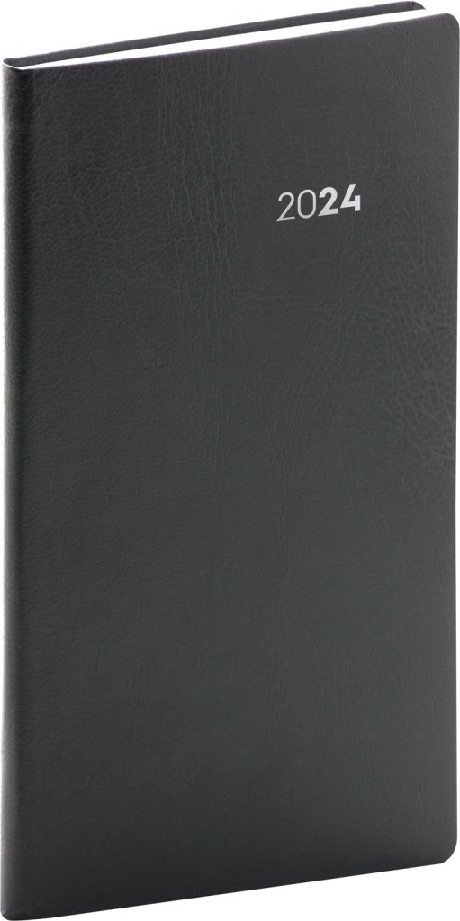 Levně Diář 2024: Balacron - černý, kapesní, 9 × 15,5 cm