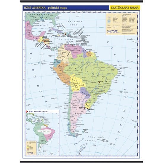 Levně Jižní Amerika - školní nástěnná politická mapa 1:10 mil./96x126,5 cm