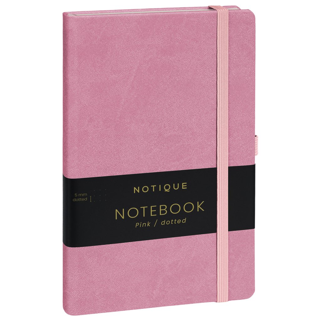 Levně Notes Růžový, tečkovaný, 13 × 21 cm