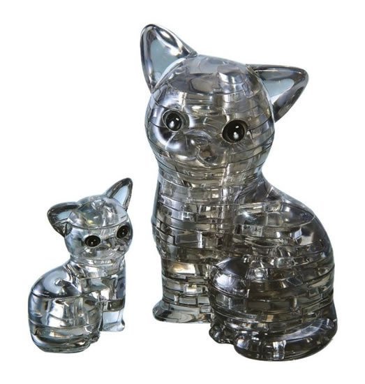 Levně 3D Crystal puzzle Kočka s koťátkem / 49 dílků