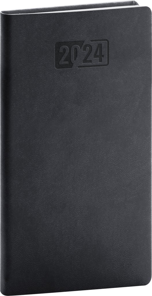 Levně Diář 2024: Aprint - černý, kapesní, 9 × 15,5 cm