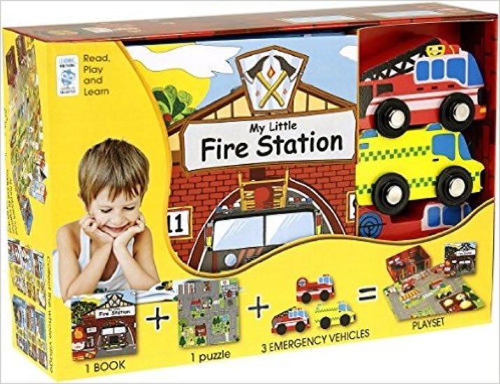 Levně My Little Book about Fire Station (Book, Wooden Toy &amp; 16-piece Puzzle)