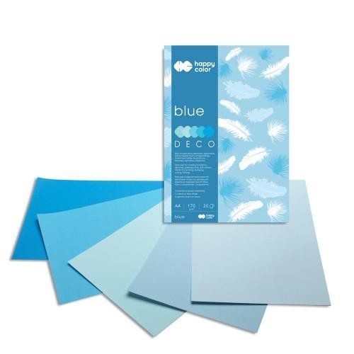 Levně Blok s barevnými papíry A4 Deco 170 g - modré odstíny