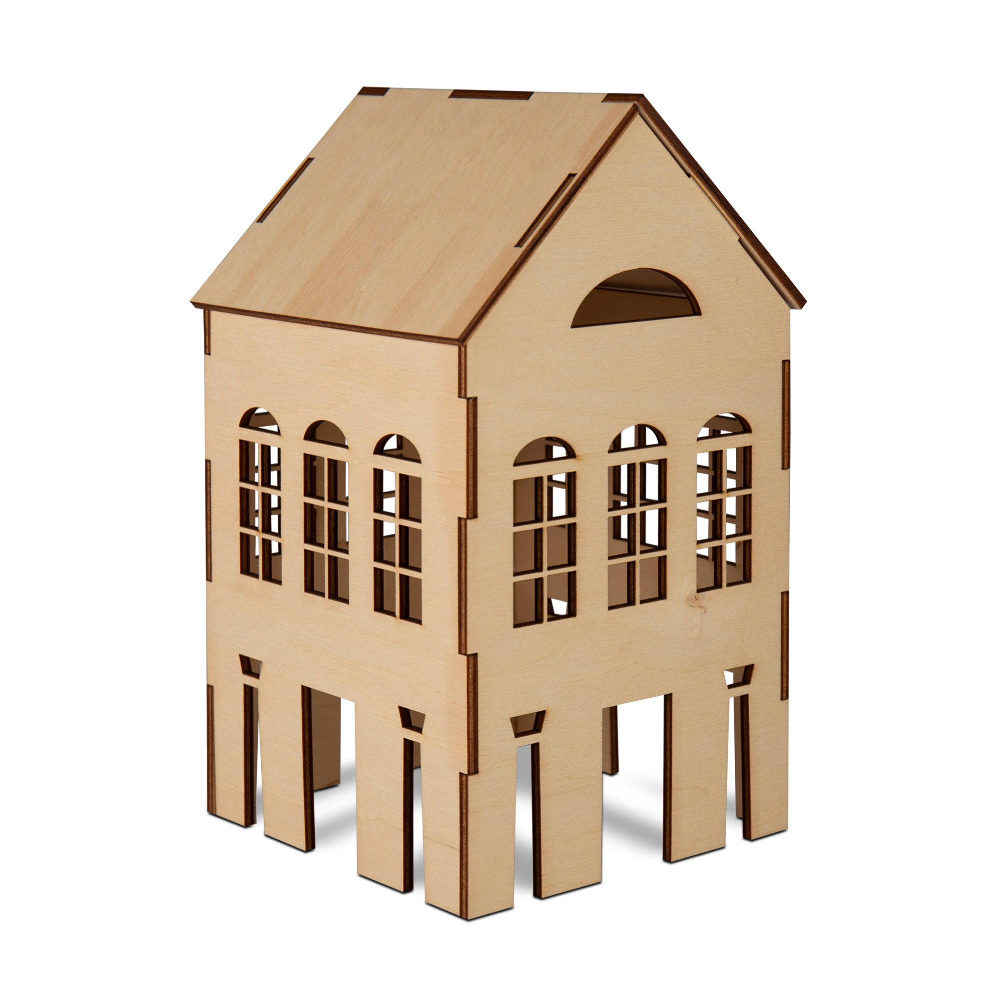 Levně Dřevěná 3D dekorace domečku: 3 okýnka - Albi