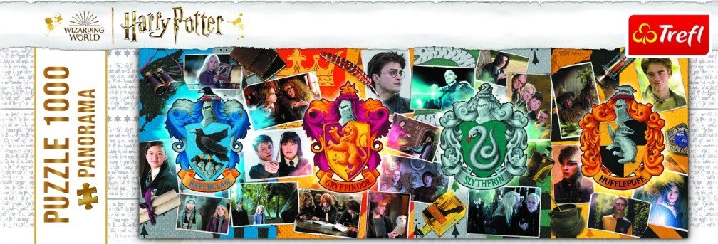 Levně Puzzle Harry Potter - Čtyři bradavické koleje 1000 dílků Panoramatické - Trefl