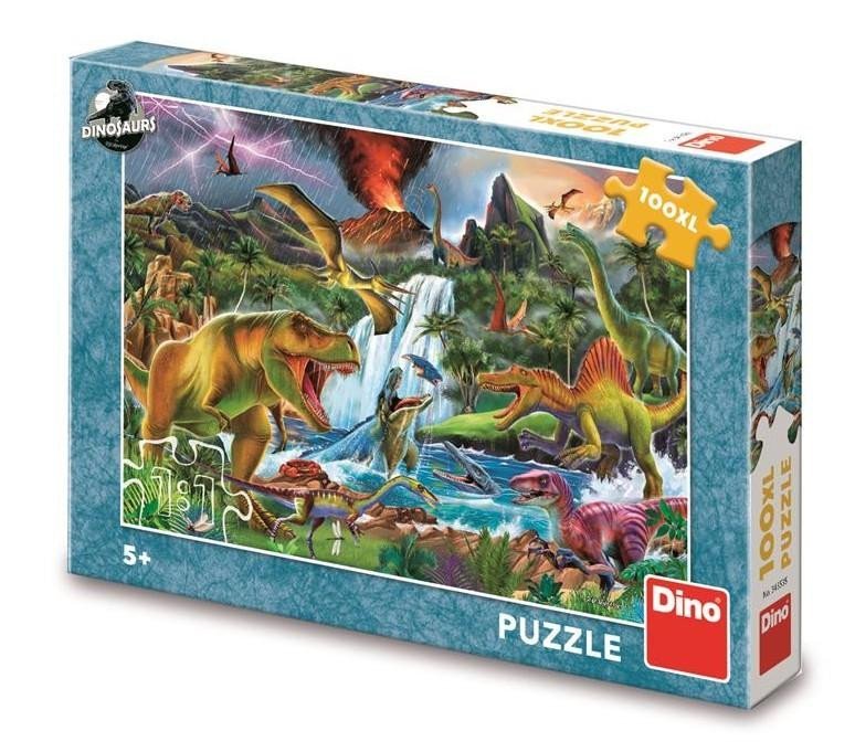 Levně Puzzle Boj dinosaurů 100 XL dílků - Dino