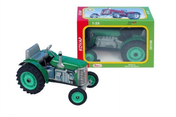 Levně Traktor Zetor zelený na klíček kov 14cm 1:25 v krabičce Kovap