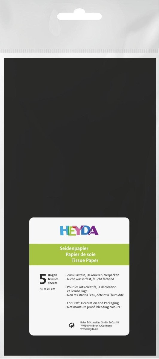 Levně HEYDA Hedvábný papír 50 x 70 cm - černý 5 ks