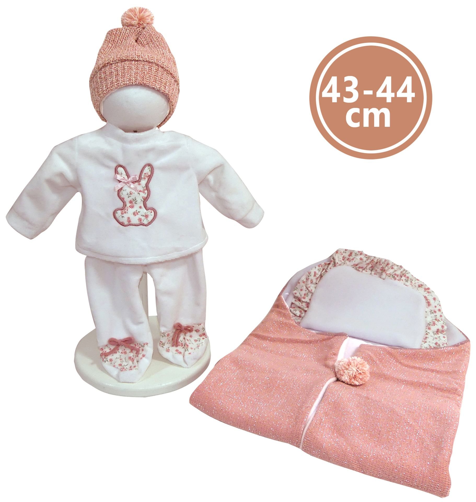 Levně Llorens M844-44 obleček pro panenku miminko NEW BORN velikosti 43-44 cm