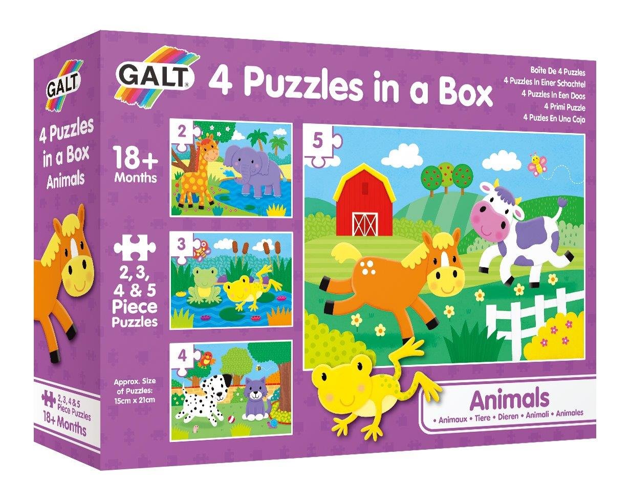 Levně Galt 4 Puzzle v krabici - Zvířatka