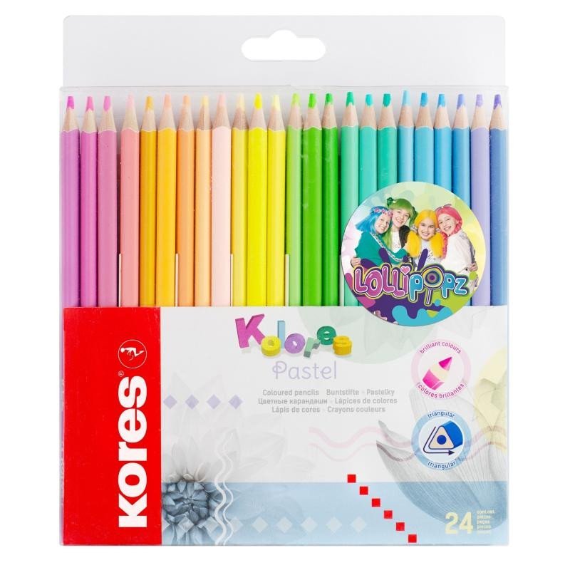 Levně Trojhranné pastelky Kores Kolores Pastel LOLLIPOPZ - 24 barev