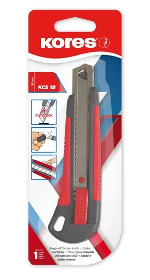 Levně Kores Odlamovací nůž KCS 18 mm, šedo - červený