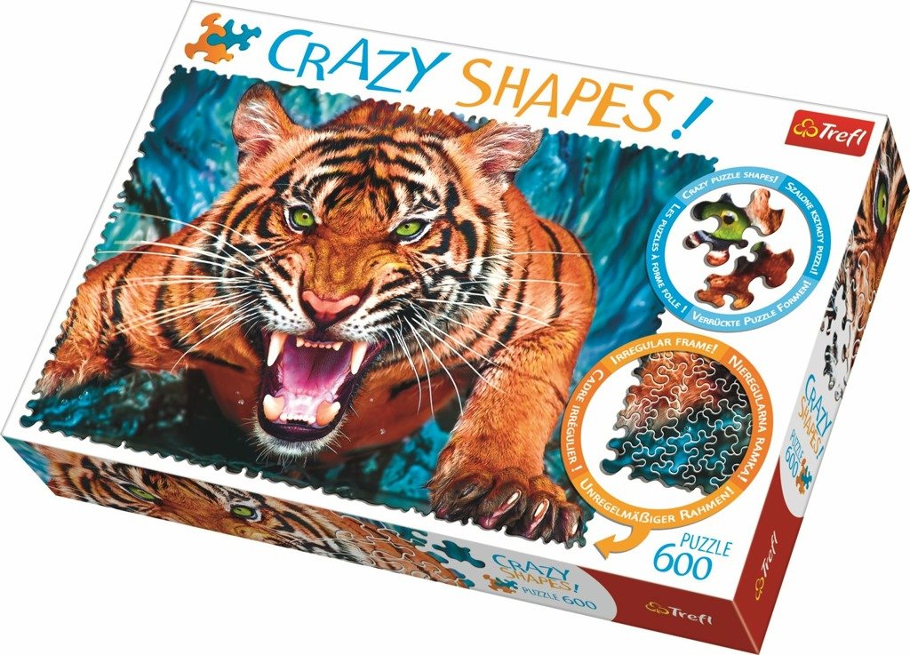 Trefl Puzzle Útok tygra / 600 dílků, Crazy Shapes - Supco