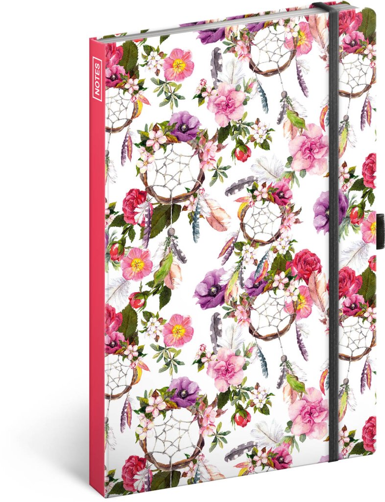 Levně Notes Lapač snů růžový, linkovaný, 13 × 21 cm
