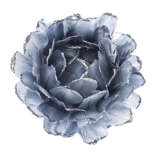 Levně Závěsná květina z peří - šedo modrá