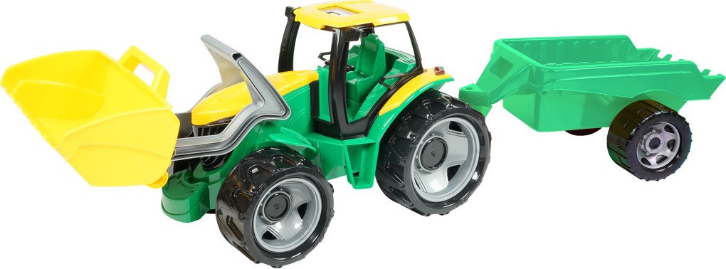 Traktor se lžící 60cm a přívěsem 45cm plast v krabici - Lena