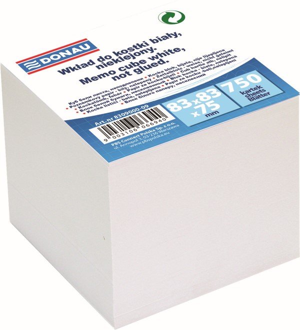 Levně DONAU poznámkový papír náhradní, 83 x 83 mm, nelepený, bílý - 6ks