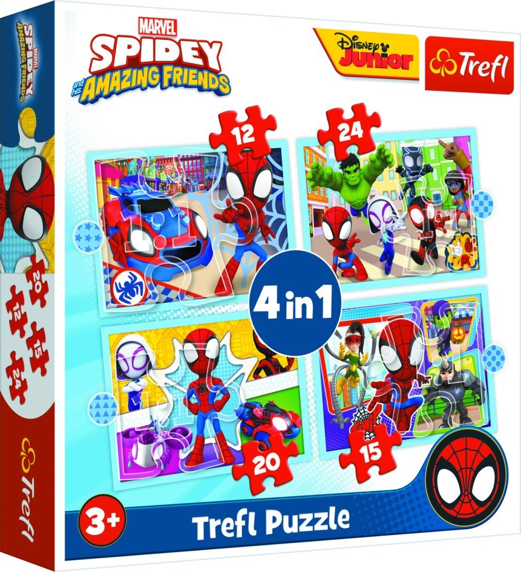 Trefl Puzzle Spidey a jeho úžasní přátelé 4v1 (12,15,20,24 dílků) - Trefl