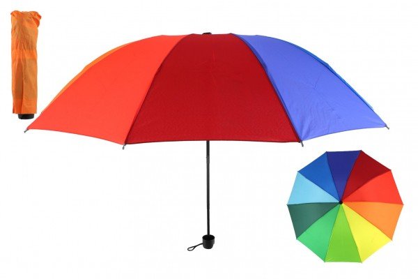 Levně Deštník skládací barevný 25cm kov/látka v sáčku